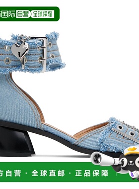 1h可退 潮奢 GANNI 甘尼 女士 蓝色 Denim Feminine Buckle Open