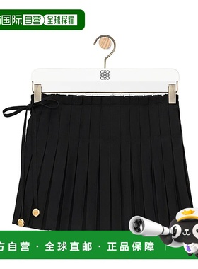 LOEWE 女士半身裙 S616Y1AX081100 SS2025 黑色 褶裥短裤包臀裙