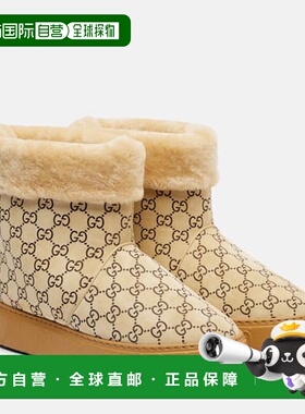 1h可退 潮奢 Gucci 古驰 女士 GG wool-trimmed 绒面革短靴