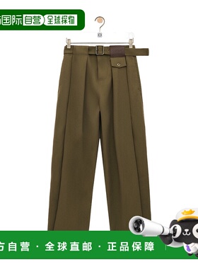 LOEWE 女士休闲裤 S359Y04XHM4160 CO 绿色 棉丝混纺长裤直筒裤