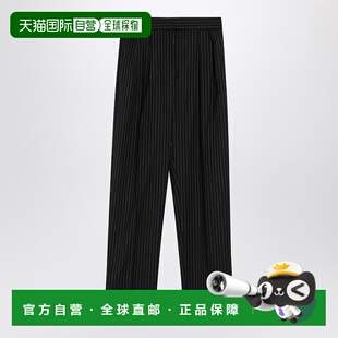 1h可退 潮奢 MaxMara 麦斯玛拉 女士 黑色细条纹羊毛裤子 SESAMOC