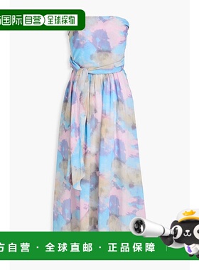 1h可退 潮奢 GANNI 甘尼 女士 抹胸印花棉真丝薄绸中长连衣裙 F91