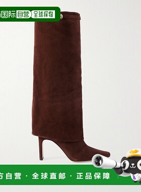 1h可退 潮奢 Staud 女士 Wally 搭扣绒面革及膝靴子 F24F1003CSMA