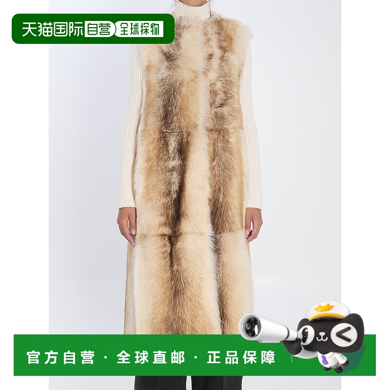 1h可退 潮奢 YVES SALOMON 女士 长款羔羊毛背心 26WYM63105215B3
