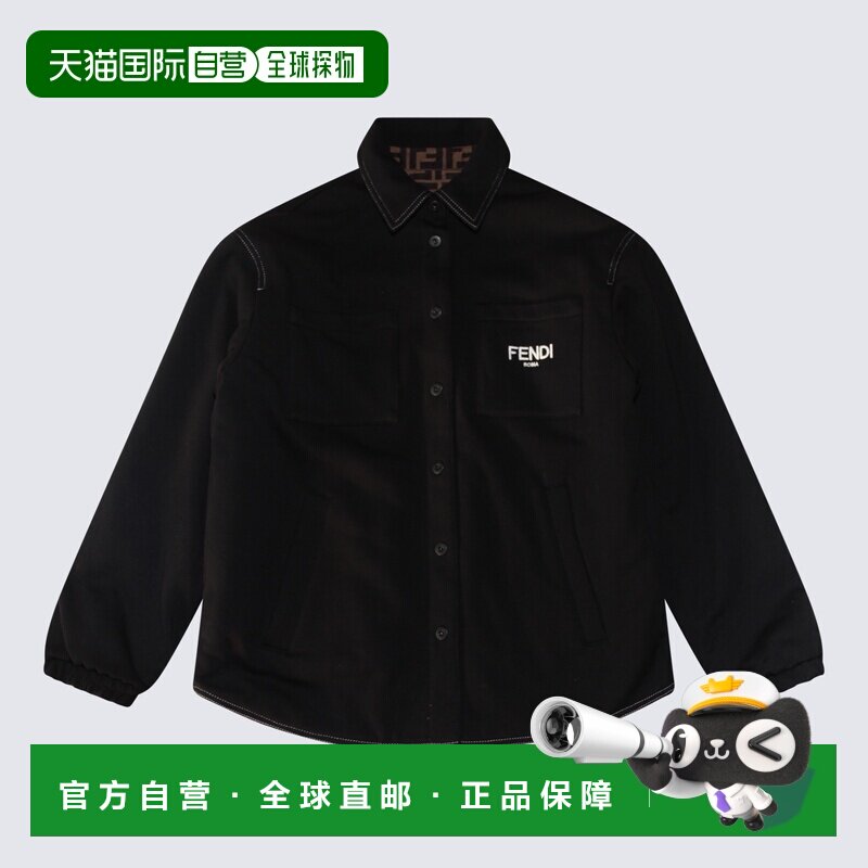 1h可退 FENDI 女童夹克 JUA129AJ2UF11FU CO 黑色 双面衬衫式休闲