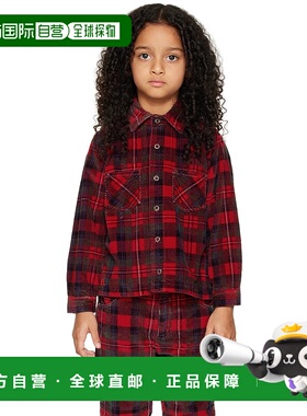 1h可退 潮奢 Erl 女童 红色格纹儿童衬衫童装 ERL05KB008