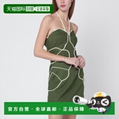 潮奢 短款 FARM 1h可退 RIO 女士 绿色亚麻混纺连衣裙 344455LIL00
