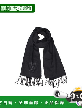 1h可退 MOSCHINO 男士围巾 50186M550716 SS2021 黑色 徽标围巾