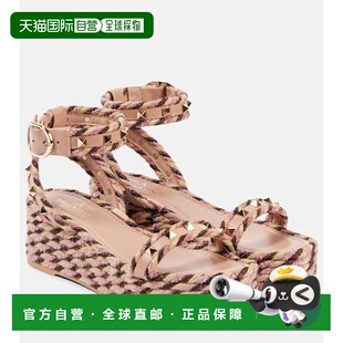 1h可退 潮奢 valentino 华伦天奴 女士 Torchon 铆钉麻底凉鞋坡跟