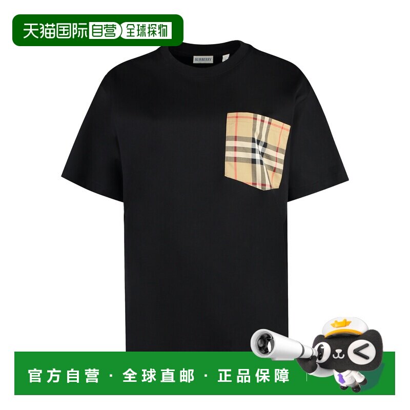 1h可退 奢淘 Burberry 格纹口袋棉质T恤 女 81039701短袖