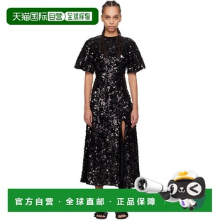 1h可退 潮奢 GANNI 甘尼 女士 黑色 Velvet Sequins 连衣裙 T4044