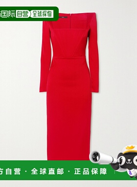 1h可退 潮奢 ALEX PERRY 女士 Dellen 缎面绉纱中长连衣裙 D870