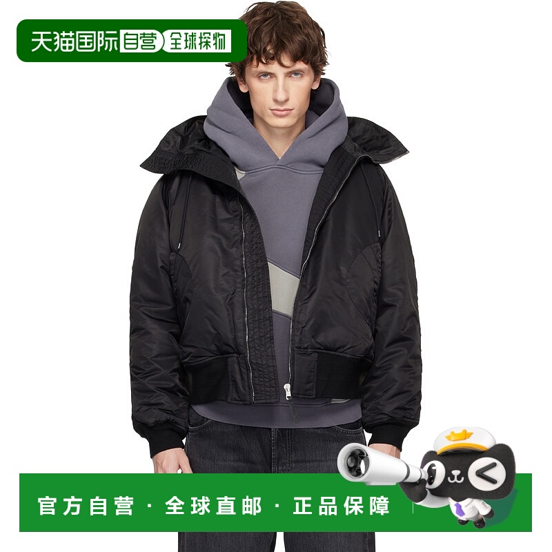 1h可退 潮奢 Erl 男士 黑色飞行员夹克 ERL11J008针织