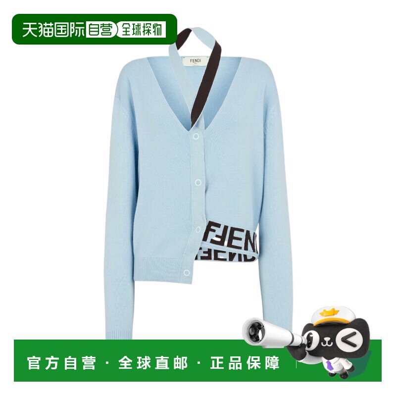 FENDI 女士针织毛衣 FZC971ANJJF1M29 CO 蓝色羊绒长袖针织衫开衫