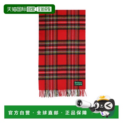 Barbour 女士围巾 LSC0455RE51 AW2025 红色 Barbour X Ganni 格