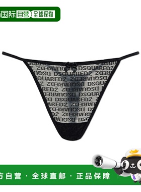 DSQUARED2 女士内裤 D8L7C5840001 SS2025 黑色 蕾丝丁字裤性感