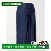 潮奢 Rabanne 女士 1h可退 垂褶缎面针织中长半身裙 25HJJU071VI0