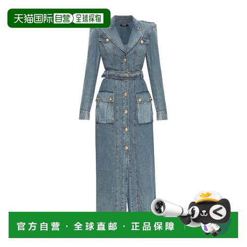 BALMAIN 女士连体裤 FF1RR970DF846AW AW2025 蓝色 长袖牛仔连衣