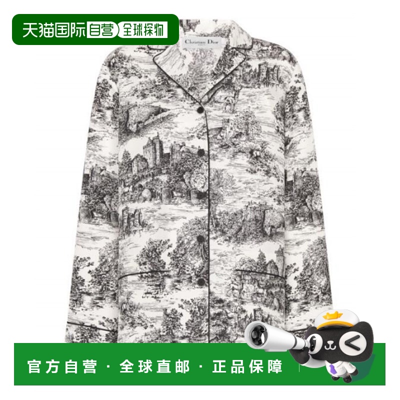 1h可退 DIOR 女士衬衫 511V33A6256X0930 SS2025 灰色真丝长袖