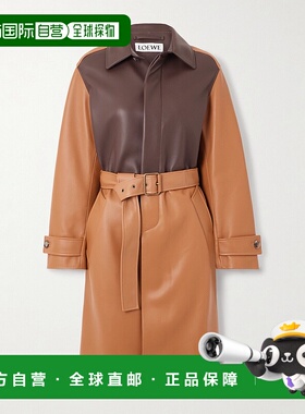 1h可退 潮奢 LOEWE 罗意威 女士 two-tone 束带皮革大衣 S540Y18L