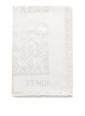 FENDI 女士围巾 FXT069AJW7F0QM0 SS2026 白色 FF SILK AND WOOL