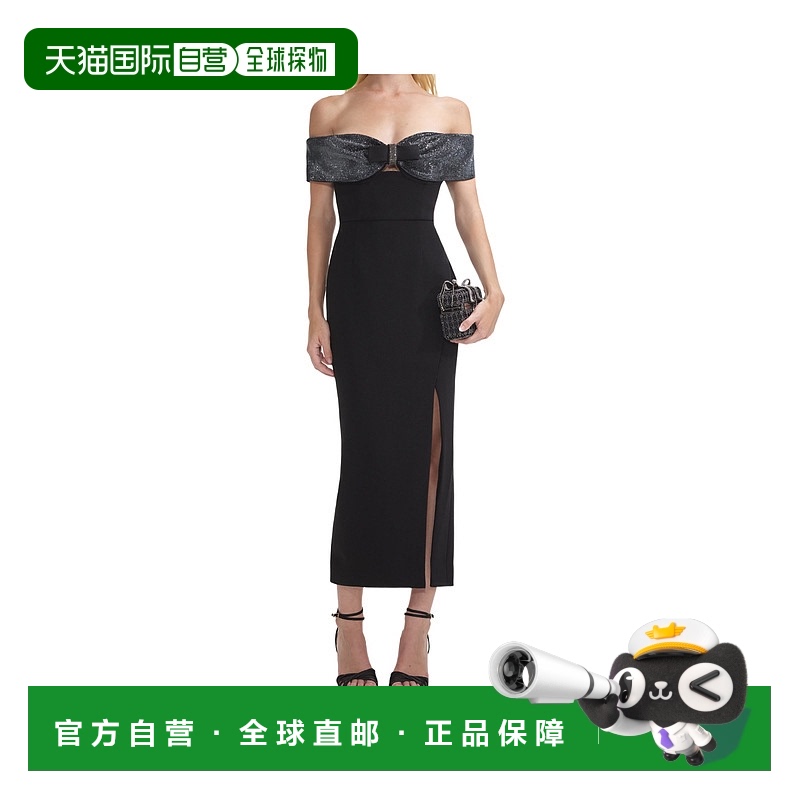 1h可退 SELF-PORTRAIT 女士连衣裙 RS25900MB AW2024 黑色 蝴蝶结