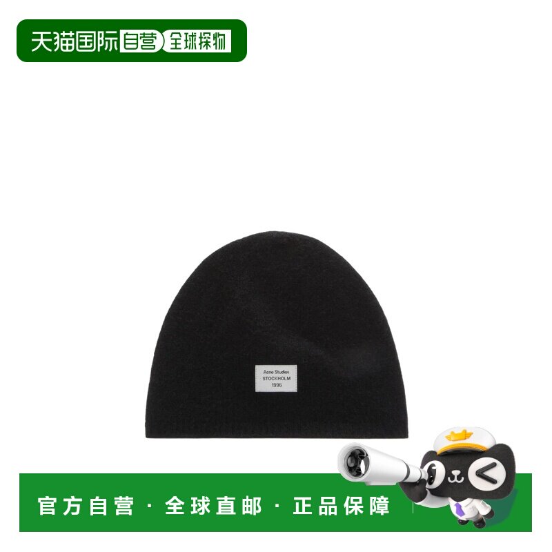 ACNE STUDIOS 男士帽子 C40480900 AW2026 黑色 带标志的羊绒针织图片
