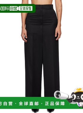 1h可退 潮奢 Pushbutton 女士 黑色 Side Folded Wide 长裤 PB244
