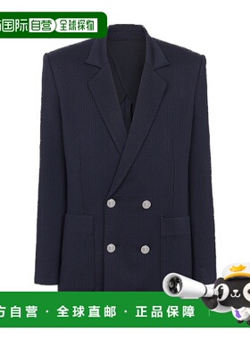 BALMAIN 男士夹克 CH1SI163JH316UB SS2024 深蓝色 翻领长袖西装