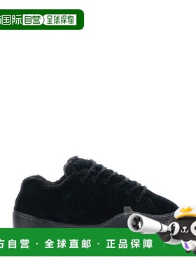 1h可退 潮奢 Erl 男士 'Vamp Skate' Front 黑色徽标天鹅绒低帮运