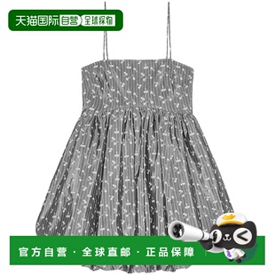 灰色 GANNI SS2025 W0025207 提花肩带迷你连衣裙 女士连衣裙