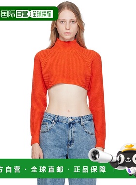 1h可退 潮奢 Tom Ford 汤姆 福特 女士 橙色刺绣高领毛衣羊绒针织