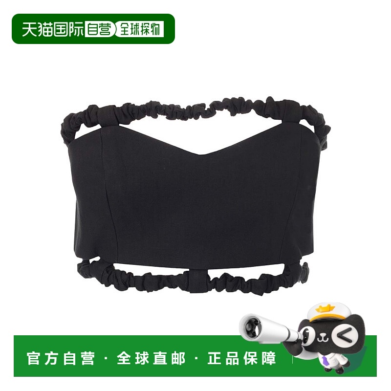 GANNI 女士连体裤 F6994099BLACK SS2022 黑色 黑色紧身胸衣背心