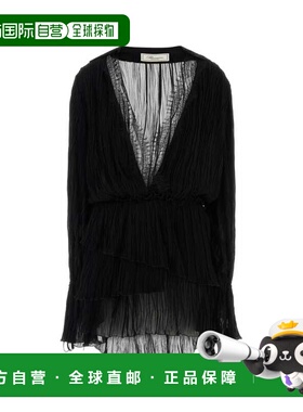 1h可退 潮奢 Blumarine 蓝色情人 女士 黑色乔其纱迷你连衣裙 2A7