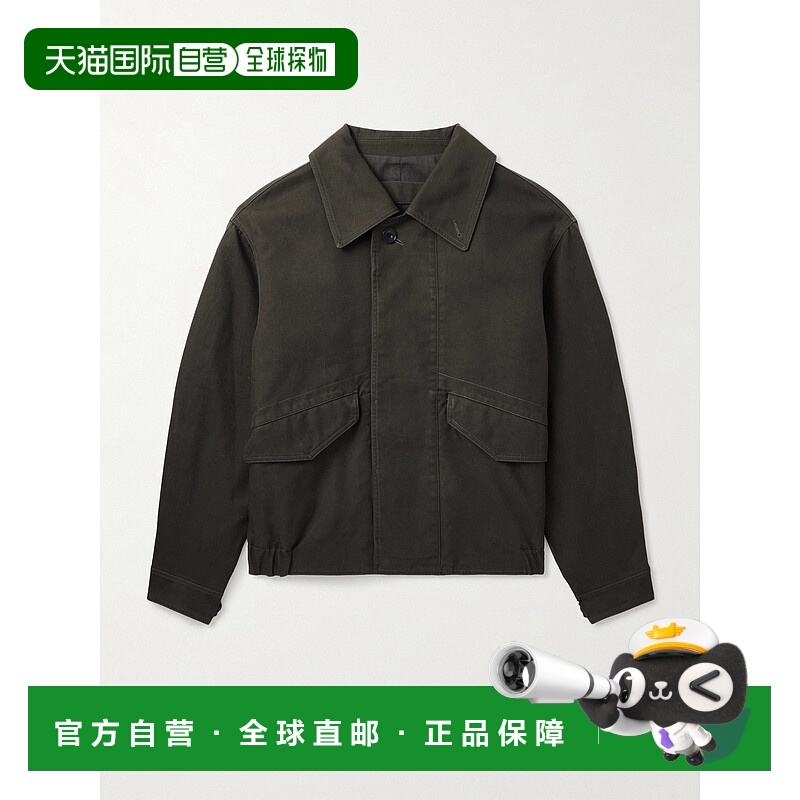 1h可退 潮奢 Lemaire 男士 浓啡色棕色棉质宽松款宽身束腰夹克 OW