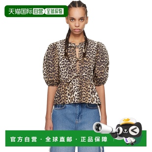 Cotton 上 GANNI Tie Peplum Poplin 棕色 女士 甘尼 潮奢 1h可退