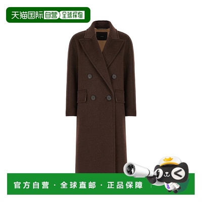 1h可退 潮奢 MaxMara 麦斯玛拉 女士 巧克力色羊绒混纺大衣 ANGUS