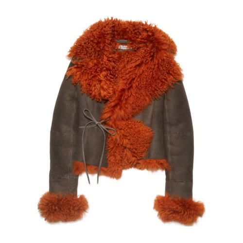 ACNE STUDIOS 女士西服 A70115ABY AW2022 棕色 徽标羊毛皮边饰休
