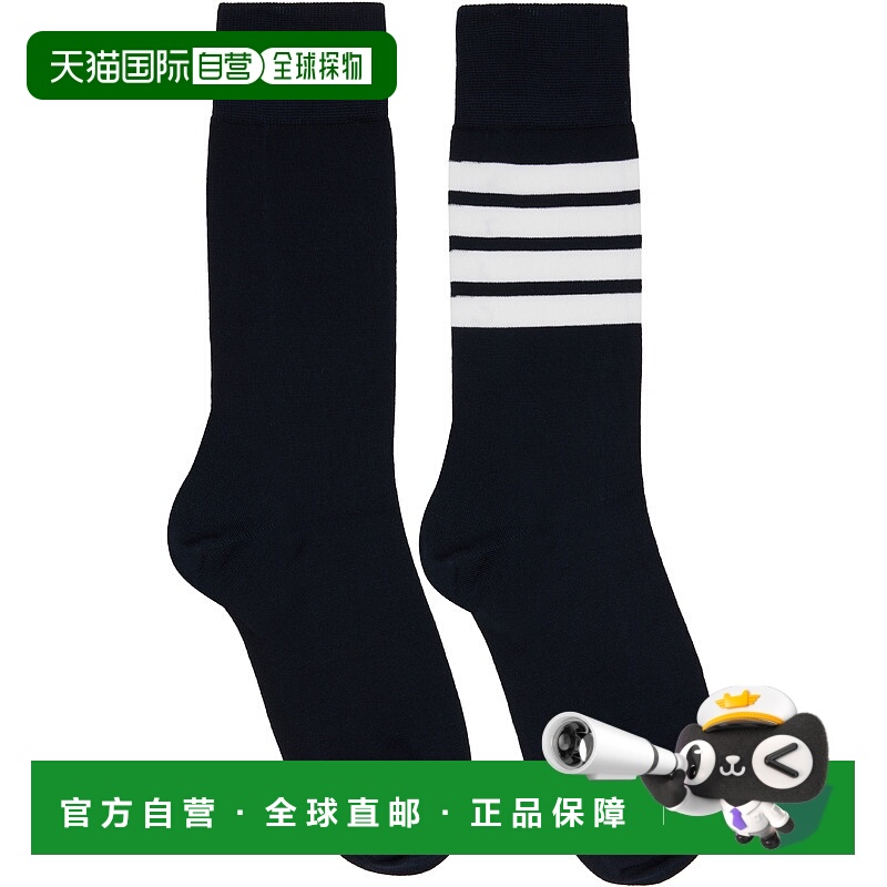 潮奢 Thom Browne 汤姆 布朗 女士 海军蓝 Cotton 4-Bar 中筒袜 F