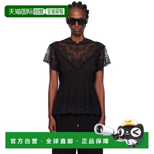 1h可退 潮奢 Pushbutton 女士 黑色 Lace Trim Darted 上装 PB254