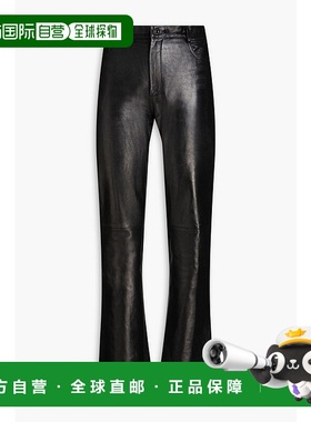 1h可退 潮奢 Sandro 女士 皮革小喇叭裤 SFPPA00930NOIR