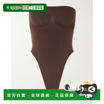 1h可退 潮奢 SKIMS 女士 Sculpt Thong 无缝抹胸深褐色连体衣 BDT