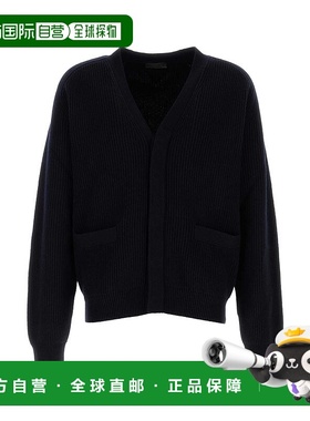 PRADA 男士针织毛衣 UMG336SOOO14G5F0008 SS2025 蓝色羊绒开衫