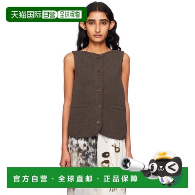 1h可退 潮奢 CORDERA 女士 棕色船形领马甲 252018BRU针织