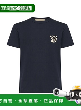 VALENTINO 男士T恤 8V3MG10VB2W598 CO 蓝色 Embroidered  T-Shir