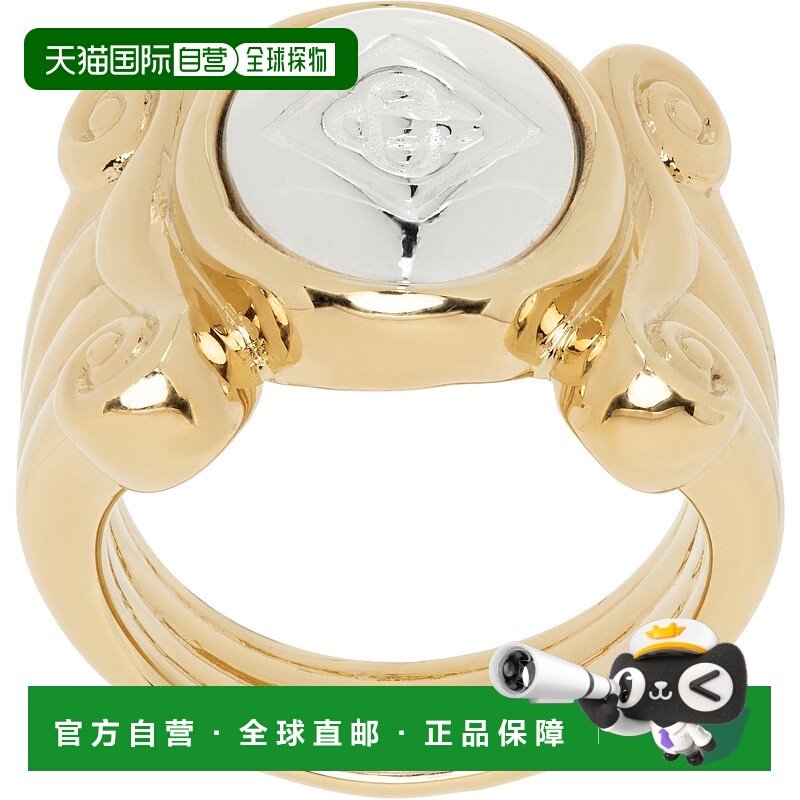 1h可退 潮奢 Casablanca 男士 金色 & 银色 Cameo Column 戒指 AP
