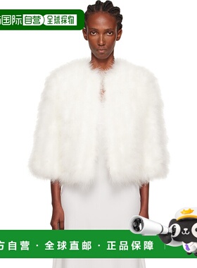 1h可退 潮奢 YVES SALOMON 女士 白色 Short Feather 夹克 26W23W