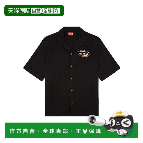 DIESEL 男士衬衫 A141780DBCL9XX AW2024 黑色 短袖衬衫