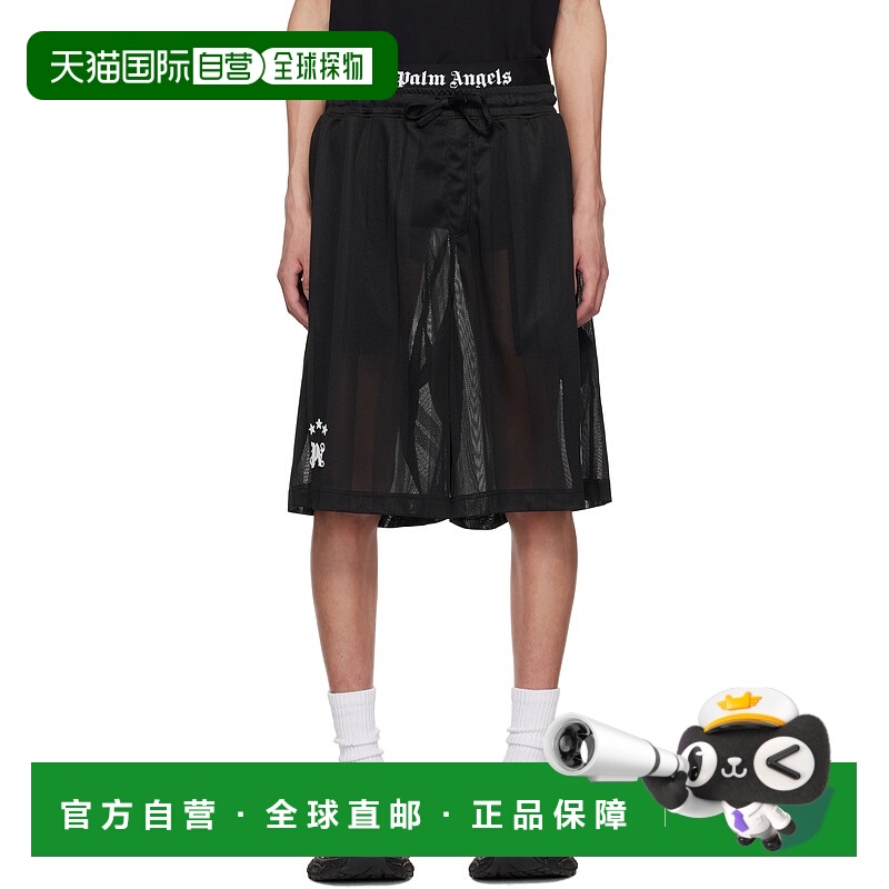 1h可退 潮奢 Palm Angels 棕榈天使 男士 黑色 Palm 运动短裤 PMC