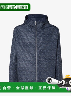 FENDI 男士夹克 FAA615AV61F0RU7 AW2025 蓝色 FF 尼龙夹克外套